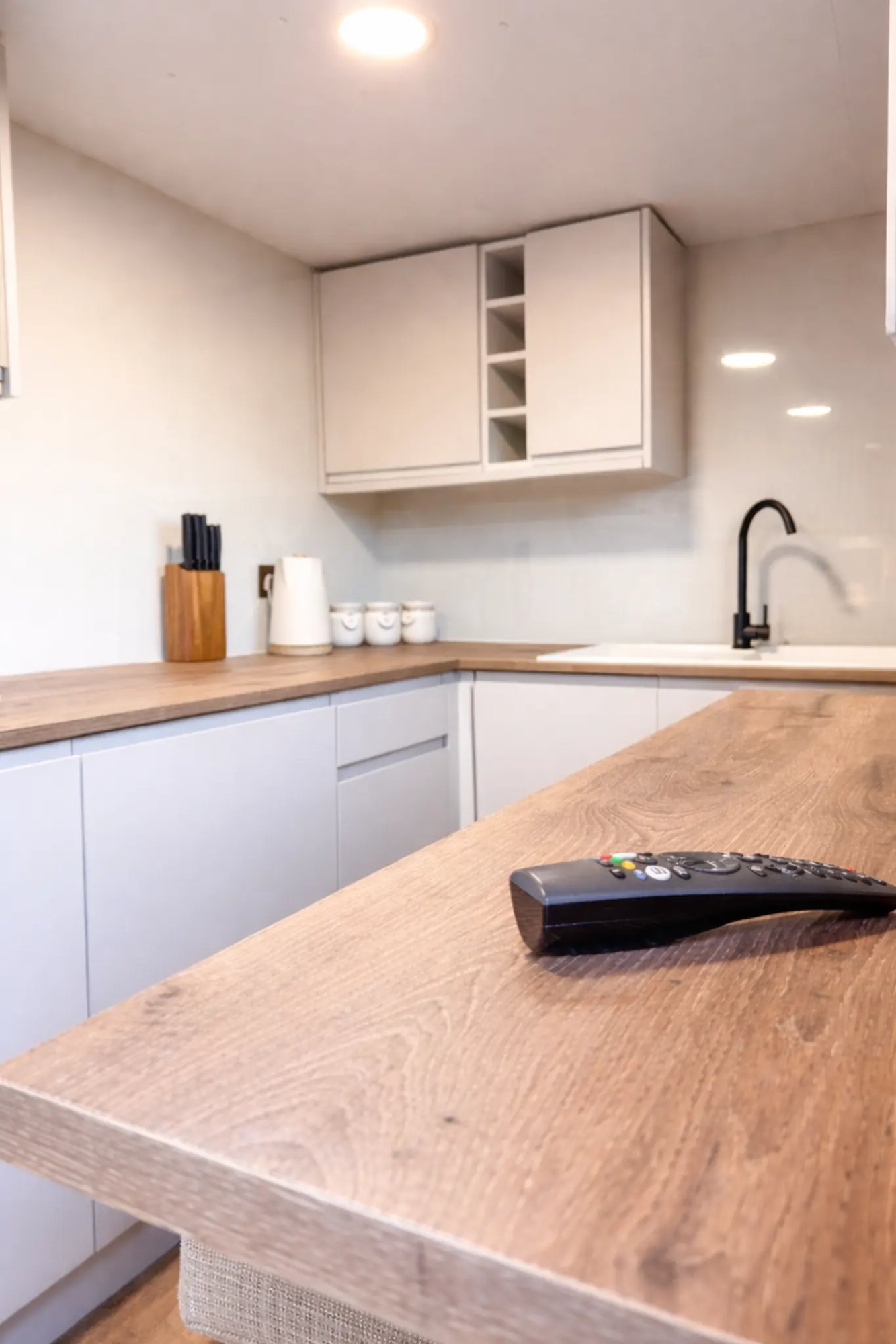 The pod interior with appliances installed and ready to use.